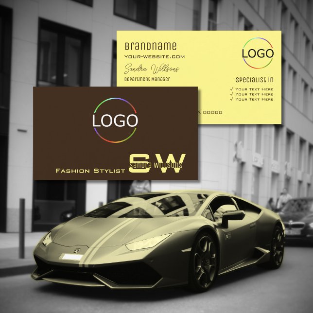 Tarjeta De Visita Crema marrón de café sencillo con monograma y logo (Subido por el creador)