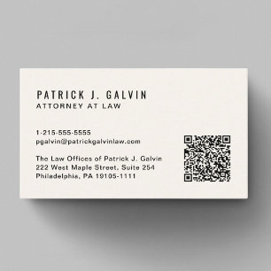 Tarjeta De Visita Crema mínima de código QR profesional
