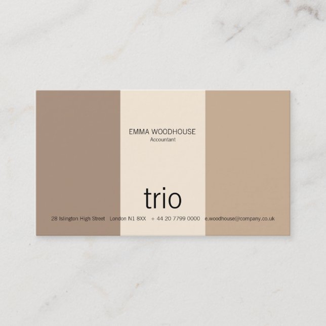 Tarjeta De Visita Crema, moreno y Brown del trío (Anverso)