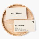 Tarjeta De Visita Crema natural retro vintage mínima<br><div class="desc">Un diseño sencillo y de diseño con una tipografía retro sobre un fondo crema. El texto,  incluyendo su monograma y apodo,  se puede personalizar fácilmente para hacer un diseño tan único como usted lo es. El diseño a la moda perfecto para uso personal o de negocios.</div>