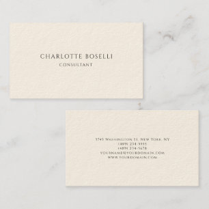 Tarjeta De Visita Crema profesional clásica elegante y minimalista