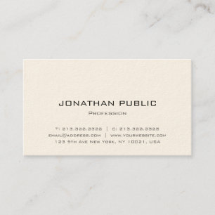 Tarjeta De Visita Crema Profesional Moderna Elegante De Lujo