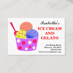 Tarjeta De Visita Crema rosa azul amarillo rojo helado Gelato