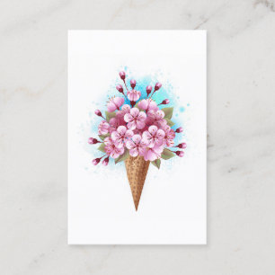Tarjeta De Visita Crema rosa de hielo Sakura Waffle Cone