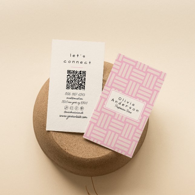 Tarjeta De Visita Crema rosa moderno Resumen de moda Girly Código QR (Subido por el creador)