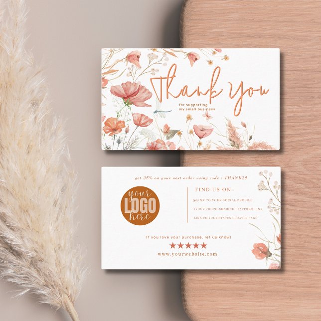 Tarjeta De Visita Crema suave floral rústica moderna gracias (Subido por el creador)