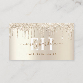 Tarjeta De Visita Creme Champagne Purpurina Drin