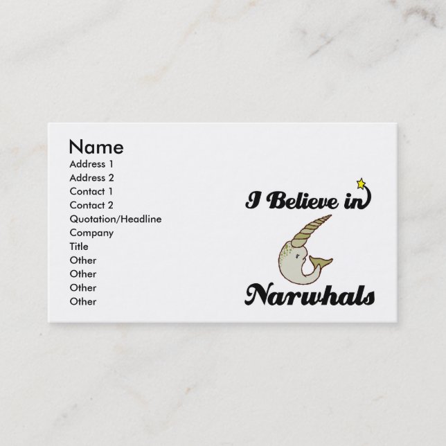 Tarjeta De Visita creo en narwhals (Anverso)