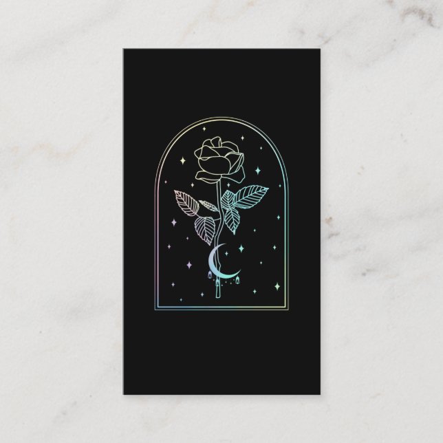 Tarjeta De Visita Crescent Moon Rosa Occult Witchcraft Wicca Pastel (Anverso)