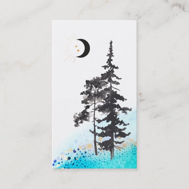 Tarjeta De Visita *~* Crescent Moon Trees Gold Stars lun Vigas lunas (Anverso)