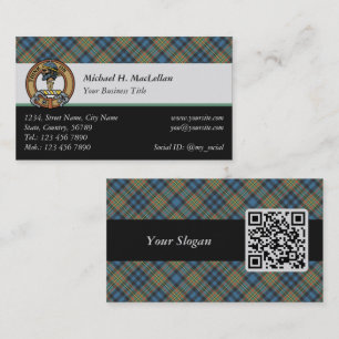 Tarjeta De Visita Crest de Clan MacLellan sobre antiguo tartán