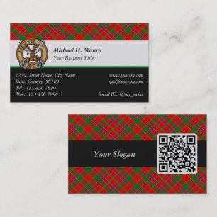 Tarjeta De Visita Crest de Clan Munro sobre Tartán
