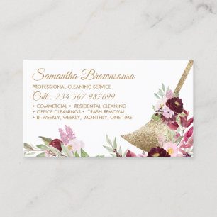 Tarjeta De Visita Criada Brillante Oro Rosa Floral