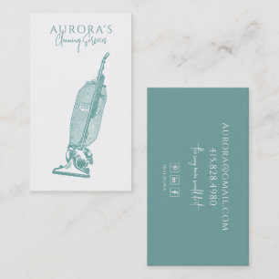 Tarjeta De Visita Criada de limpieza de casas con aspiradora antigua