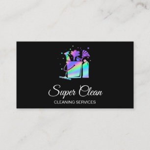 Tarjeta De Visita Criada de Limpieza de Casas Profesional Holograma