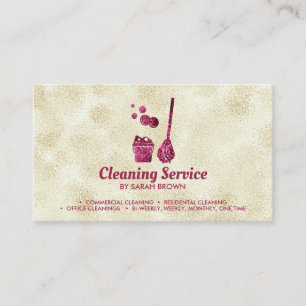 Tarjeta De Visita Criada de Limpieza Janitorial chispeante Rosa Dora