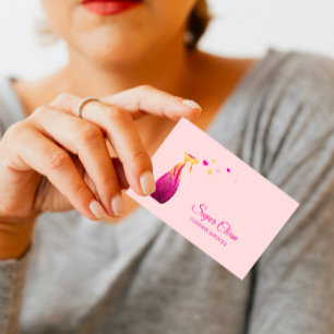 Tarjeta De Visita Criada Linda Limpiando Casa Corazones Coloridos