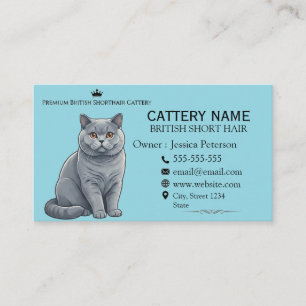 Tarjeta De Visita Criadero de gatos británicos de pelo corto azules