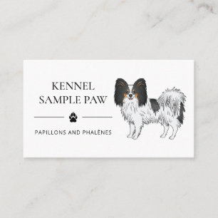 Tarjeta De Visita Criadero de perros Papillon tricolor y criador de 