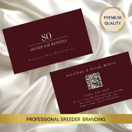 Tarjeta De Visita Criador de Perros Código QR Perrera Monograma Burd