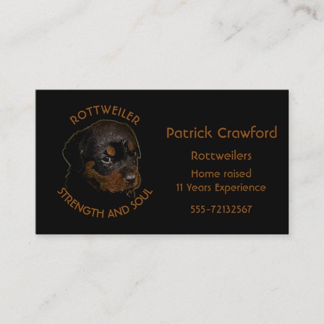 Tarjeta De Visita Criador y entrenamiento de Rottweiler (Anverso)