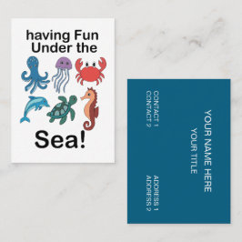 Tarjeta De Visita Criaturas Marinas Divirtiéndose Bajo El Acuario Ma