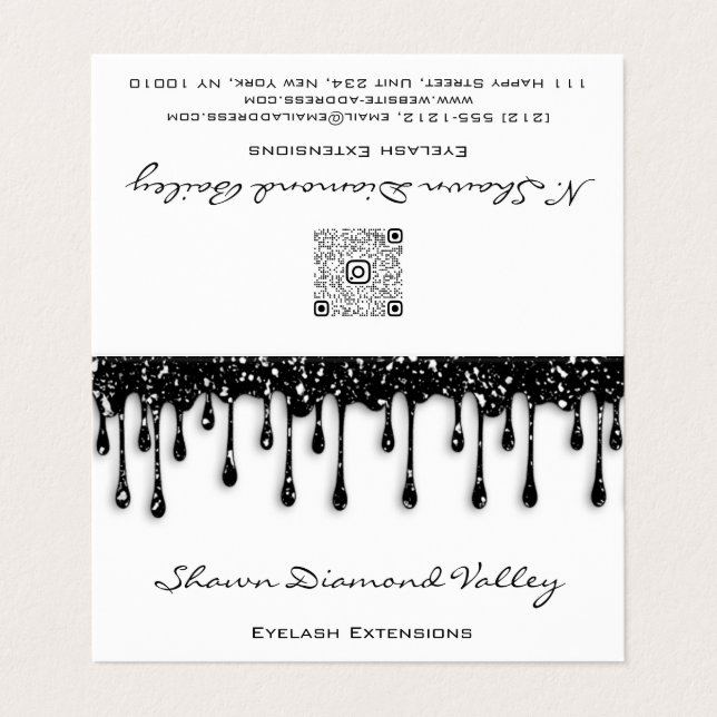 Tarjeta De Visita Cribar pestañas negras Perforaciones QR Código Ins (Exterior desplegado)