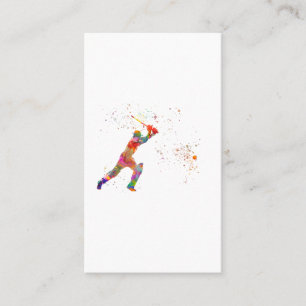 Tarjeta De Visita Cricket player in watercolor
