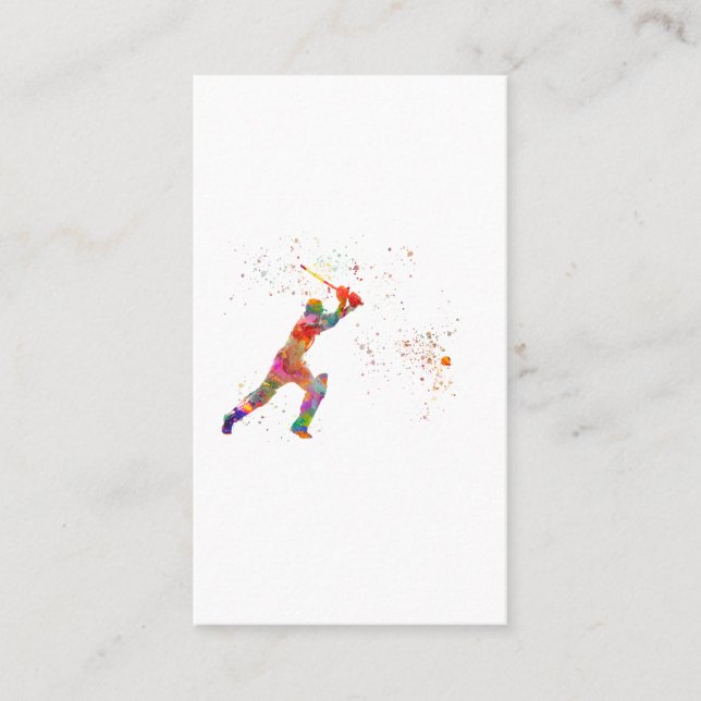 Tarjeta De Visita Cricket player in watercolor (Anverso)