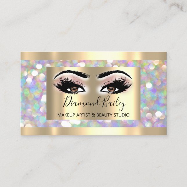 Tarjeta De Visita Crimen Profesional Lashes Holograph Brows Eyes (Anverso)