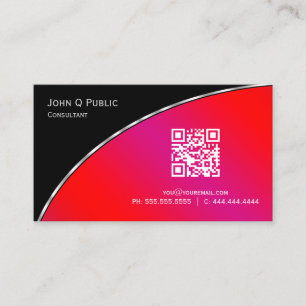 Tarjeta De Visita Crimson moderno y brillante QR Elegante profesiona