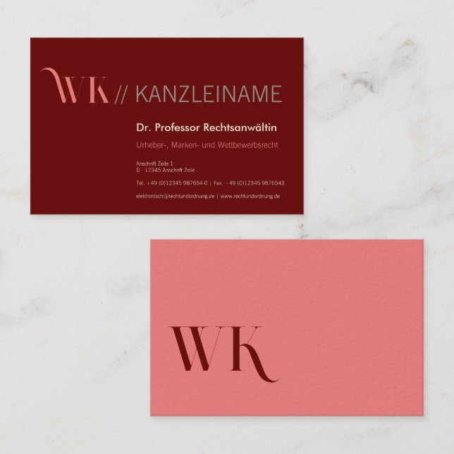 Tarjeta De Visita Crimson Pink and Cool (Anverso / Reverso)