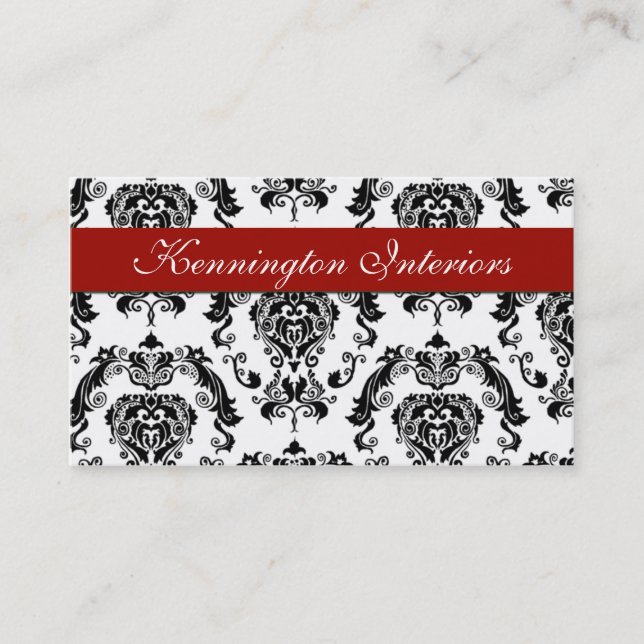 Tarjeta De Visita Crimson Red Black Damask Lace Cards Business (Anverso)