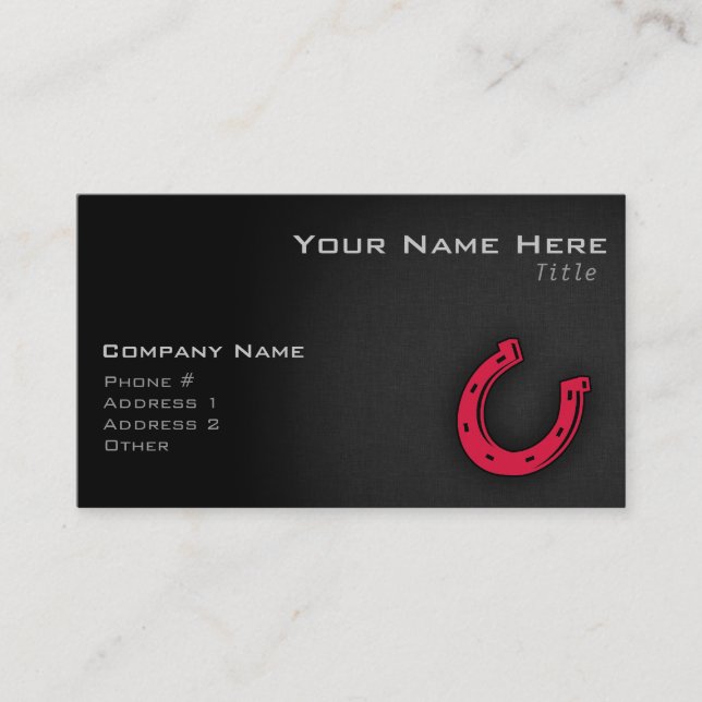 Tarjeta De Visita Crimson Red Horseshoe (Anverso)