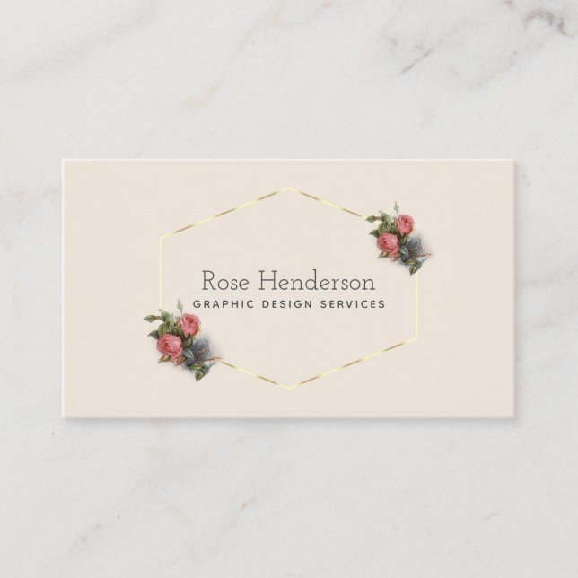 Tarjeta De Visita Crimson rosados victorianos elegantes (Anverso)