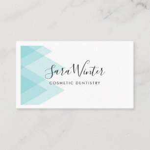 Tarjeta de visita Crisp Blue Geometric y Script