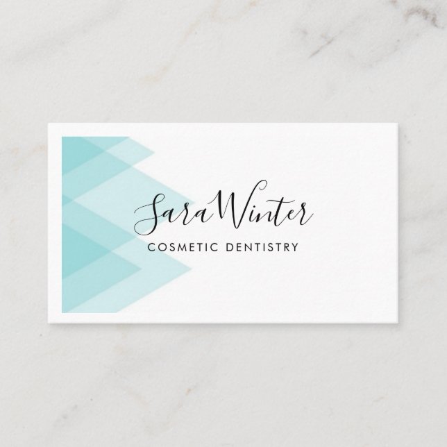 Tarjeta de visita Crisp Blue Geometric y Script (Anverso)