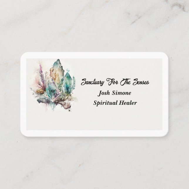 Tarjeta De Visita Cristal arcoiris Boho Pastel (Anverso)