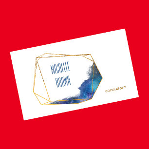 Tarjeta De Visita Cristal azul oro abstracto consultor elegante nego
