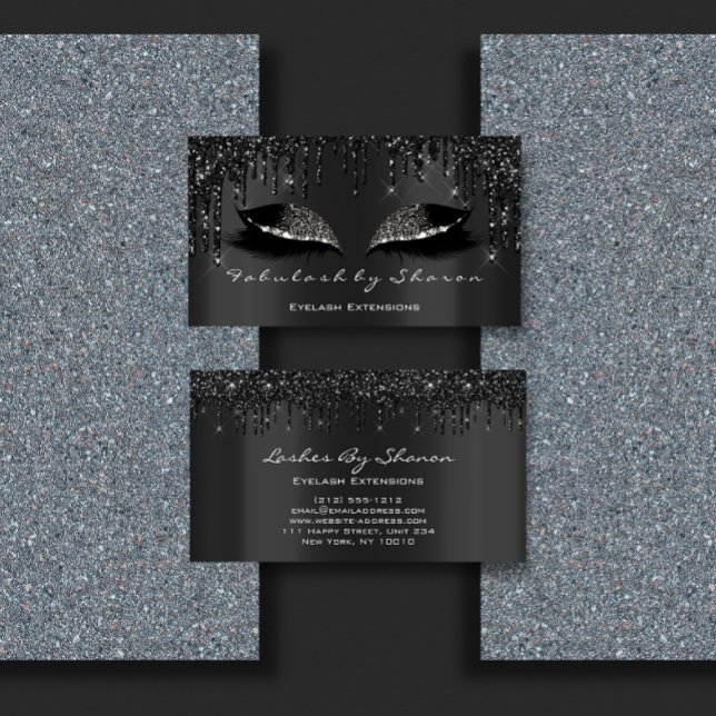 Tarjeta De Visita Cristal de maquillaje Eyelash Black Drips Profesio (Makeup lashes Eyelash Black Drips Professional Business Card)