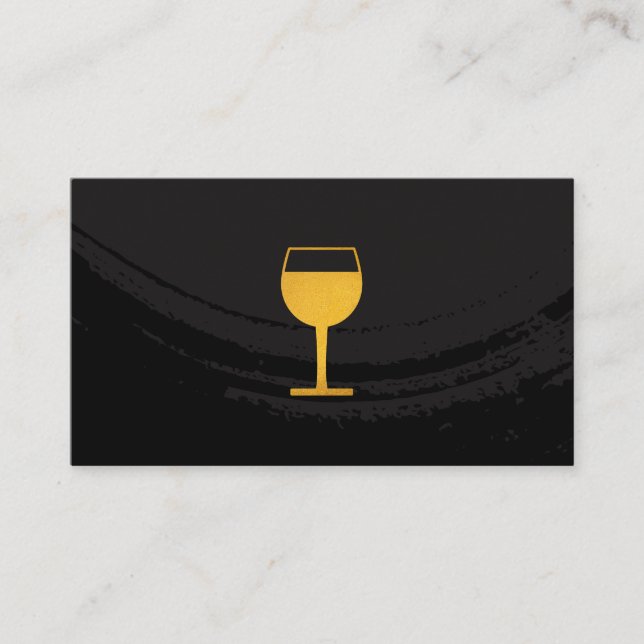 Tarjeta De Visita Cristal de vino amarillo negro cepillado artístico (Anverso)