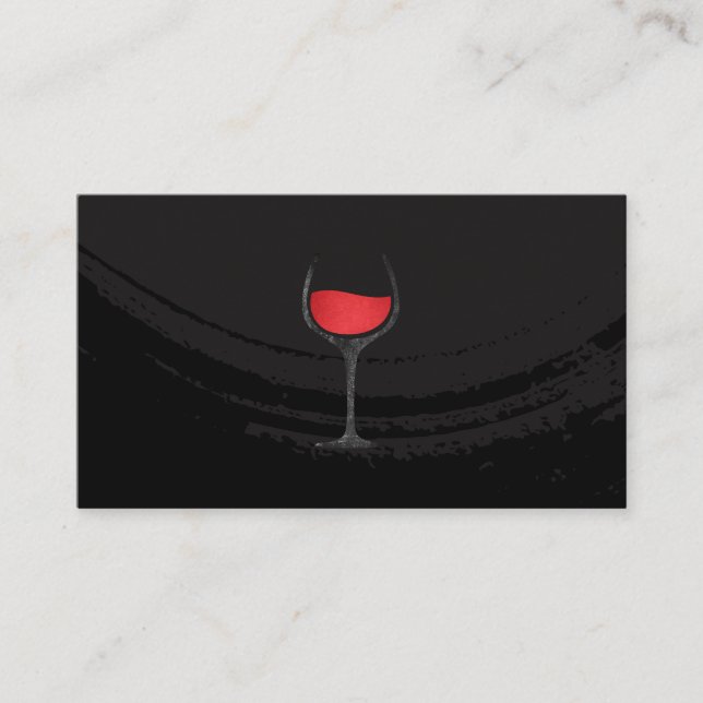 Tarjeta De Visita Cristal de vino rojo negro cepillado artístico (Anverso)