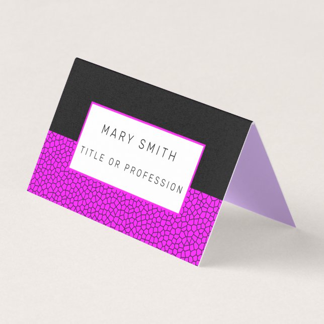 Tarjeta De Visita Cristal manchado negro rosado (Anverso)