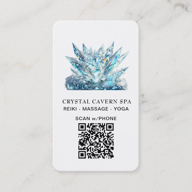 Tarjeta De Visita *~* Cristal QR mágico de esparcido cósmico azul (Anverso)