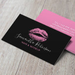 Tarjeta De Visita Cristal rosa Artista de maquillaje Cabello Estilis<br><div class="desc">Cuadros De Negocios De Salón Elegante Con Lips De Color Rosa.</div>
