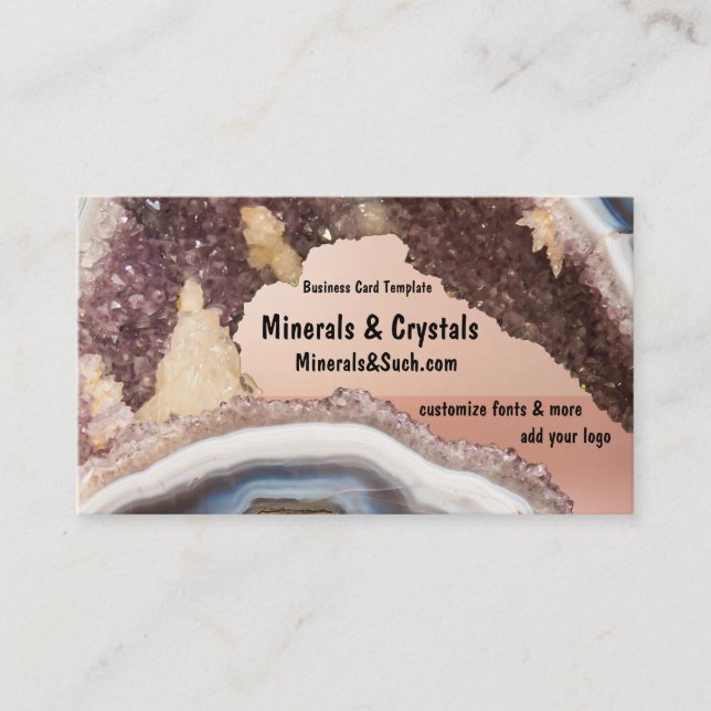 Tarjeta De Visita Cristales Amethyst de la ágata de Geode (Anverso)