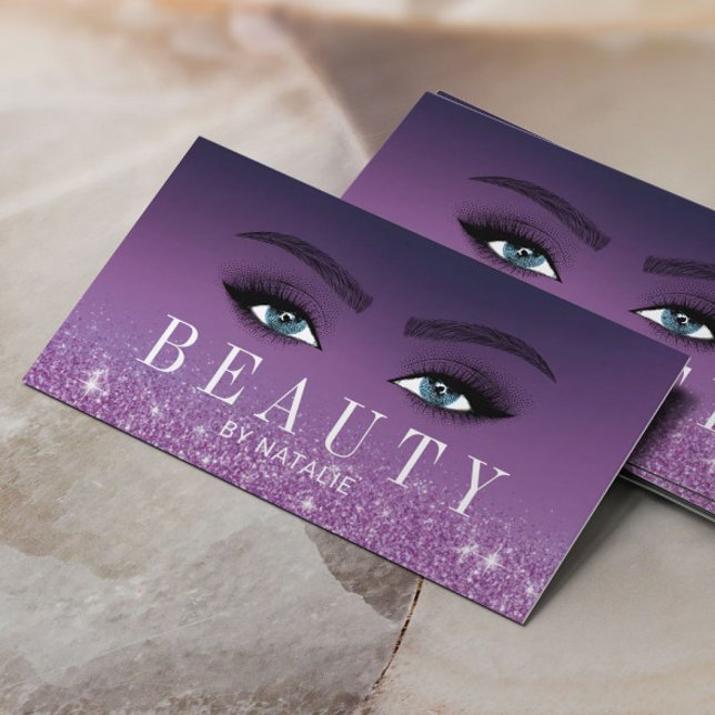 Tarjeta De Visita Cristales Artista de maquillaje Purpurina púrpura  (Subido por el creador)