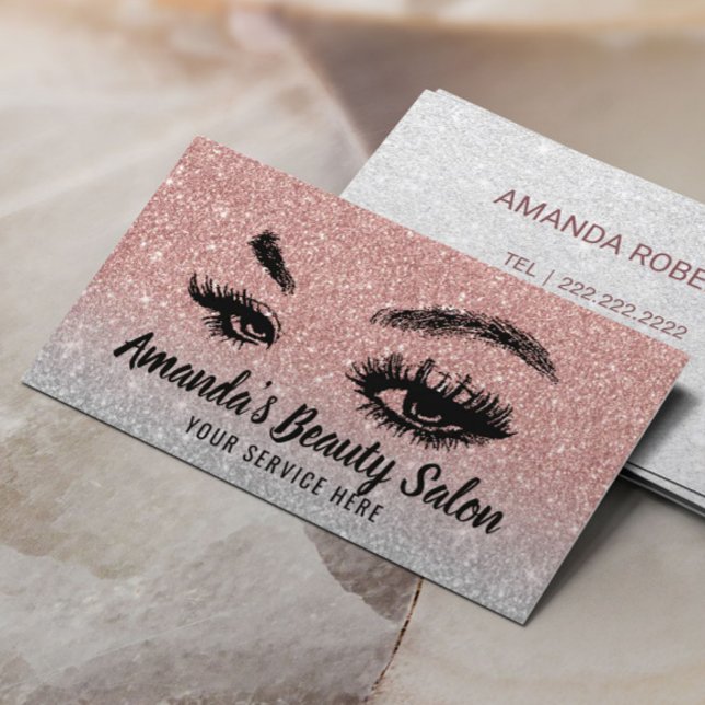 Tarjeta De Visita Cristales Artistas Salón De Belleza Rosa Plata Dor (Subido por el creador)