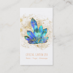 Tarjeta De Visita *~* Cristales azules Estrellas de Purpurina de oro