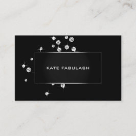 Tarjeta De Visita Cristales blancos negros Diamon Belleza estilista 